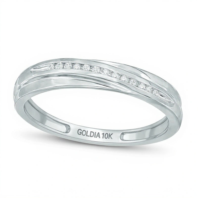 Ehering mit 1/20 ct. Gesamtgewicht Diamanten in schrägem Design aus 10K Weißgold