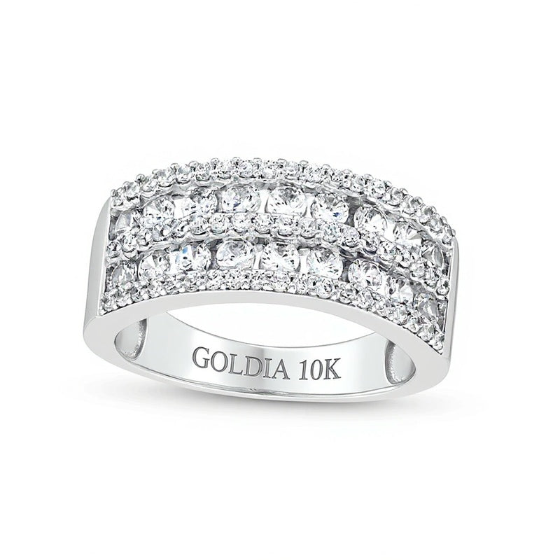 Mehrreihiger Ring mit Diamanten 1.0 ct. Gesamtgewicht in 10K Weißgold