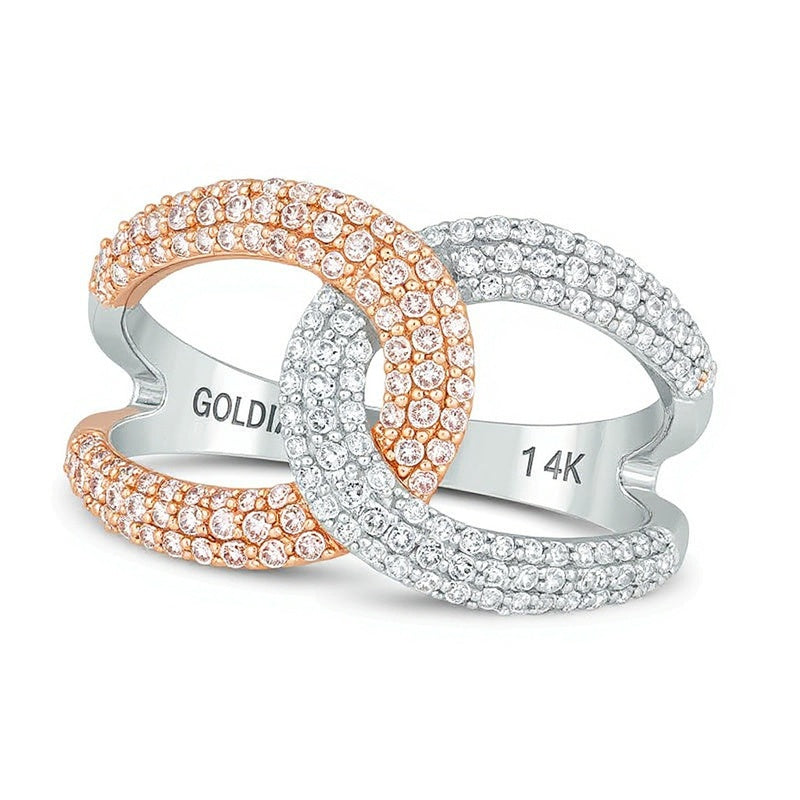 0,75 ct. Gesamtgewicht Fashion-Ring mit rosa und weißen Diamanten in 14K Gold Two-Tone