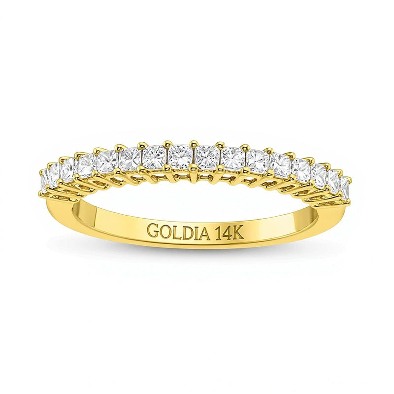 Memoire-Ring mit Diamanten im Princess-Schliff 0.5 ct. Gesamtgewicht in 14K Gelbgold