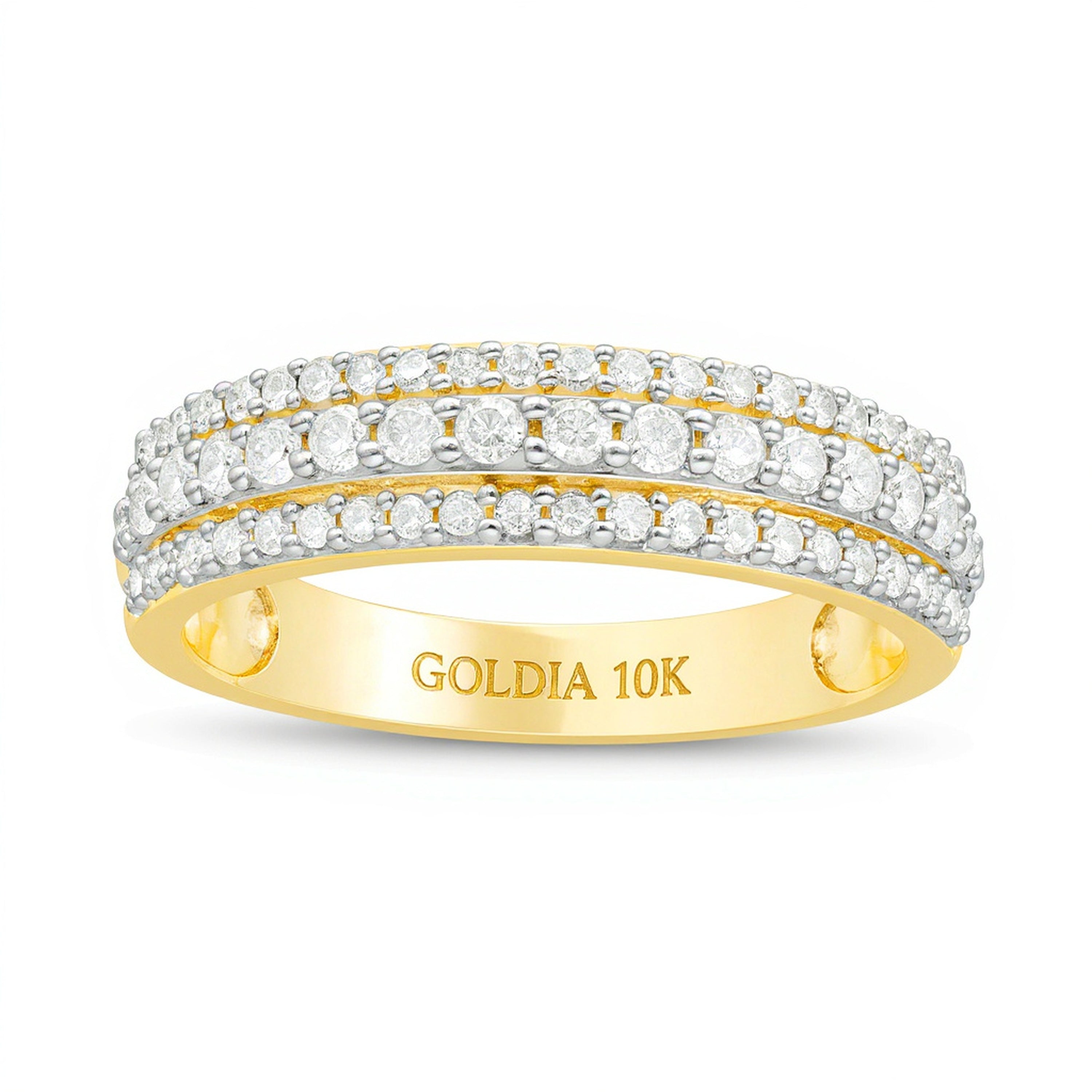 0,5 ct. Gesamtgewicht Diamant-Ring mehrreihig in 10K Gelbgold