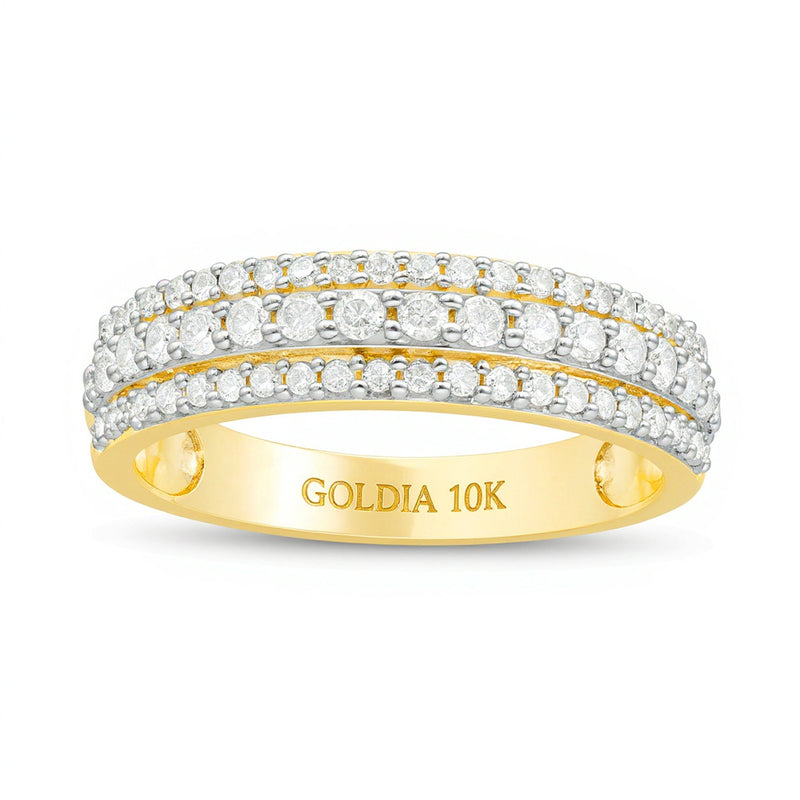 0,5 ct. Gesamtgewicht Diamant-Ring mehrreihig in 10K Gelbgold