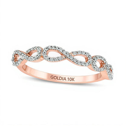 0.2 CT. Gesamtgewicht Champagner- und weißer Diamant Infinity Memoire-Ring in 10K Roségold