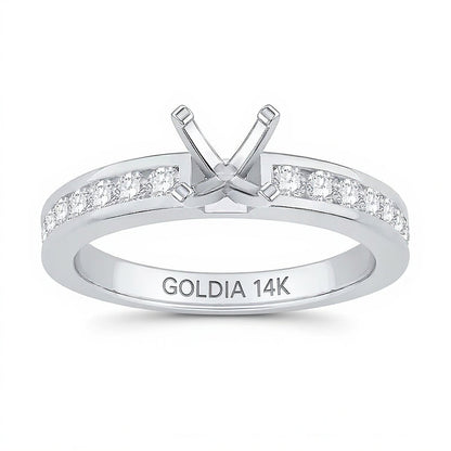 0.38 ct. Gesamtgewicht kanalgefasster Diamant-Solitär Semi-Mount in 14K Weißgold