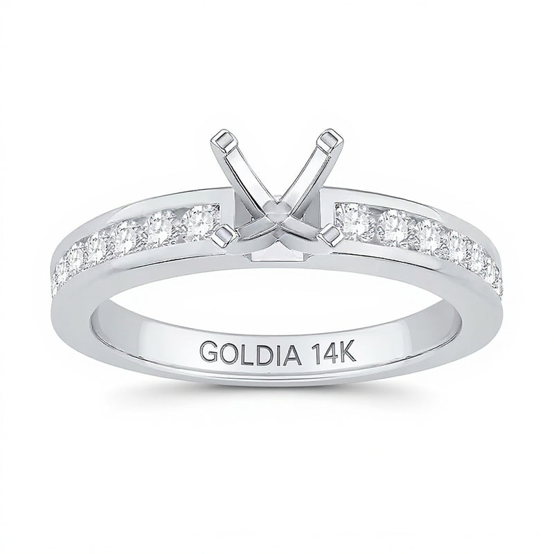 0.38 ct. Gesamtgewicht kanalgefasster Diamant-Solitär Semi-Mount in 14K Weißgold