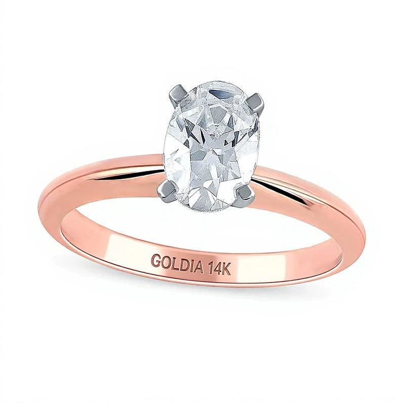 1.0 CT. Ovaler Labordiamant Solitär Verlobungsring in 14K Roségold (F/VS2)