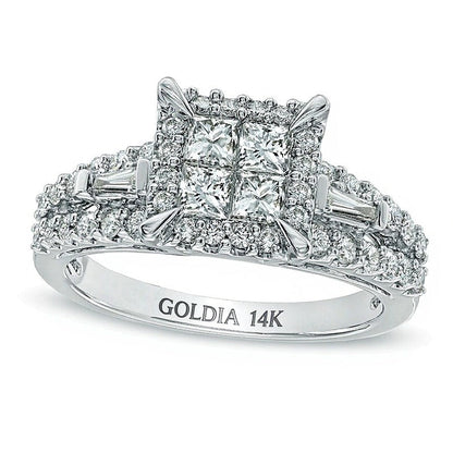 1.2 CT. Gesamtgewicht Diamant-Verlobungsring mit vier Princess-Diamanten in 14K Weißgold