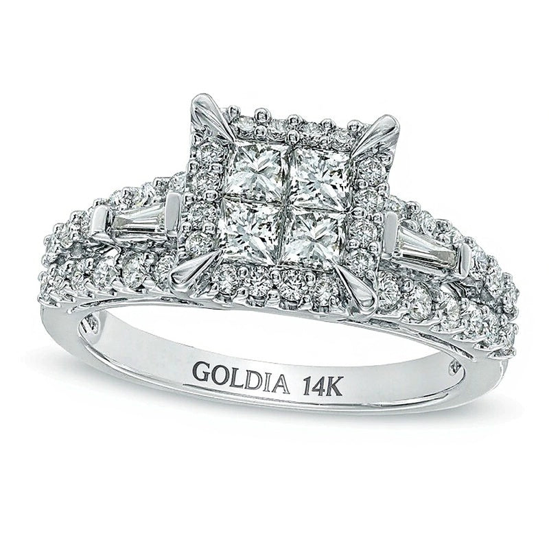 1.2 CT. Gesamtgewicht Diamant-Verlobungsring mit vier Princess-Diamanten in 14K Weißgold
