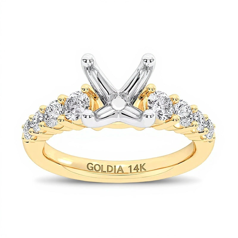 0,75 ct. Gesamtgewicht Labordiamant Halbfassung in 14K Gelbgold (F/VS2)