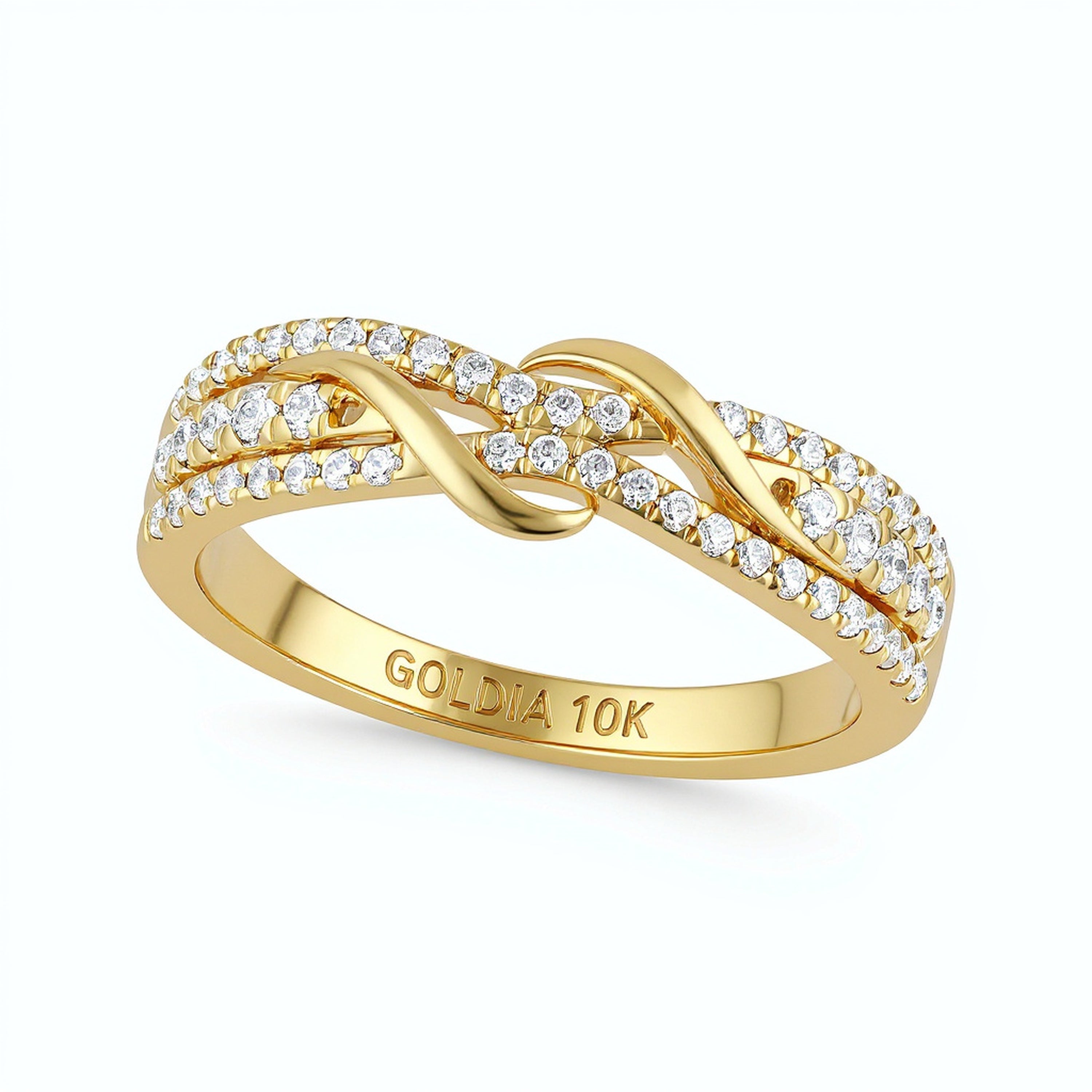 Ring mit Diamanten 0,33 ct. Gesamtgewicht, Double-Wrap-Wellendesign, in 10K Gelbgold