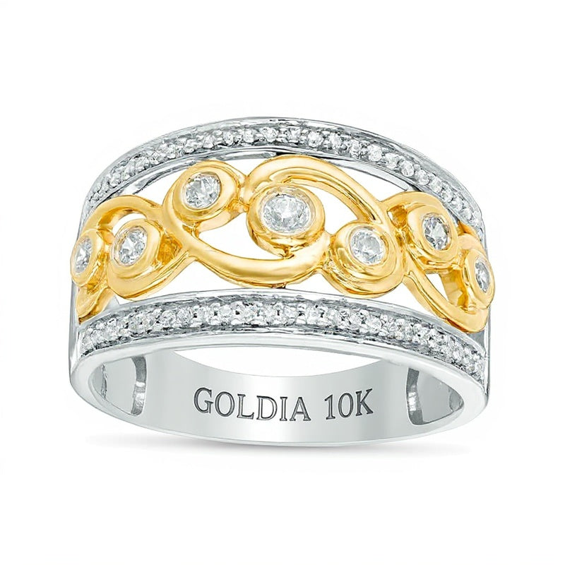 0.38 ct. Gesamtgewicht Diamant Filigran-Ring mit Rankenmuster in 10K Two-Tone Gold