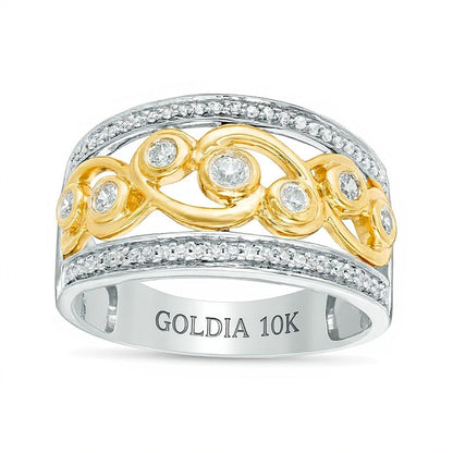 0.38 ct. Gesamtgewicht Diamant Filigran-Ring mit Rankenmuster in 10K Two-Tone Gold