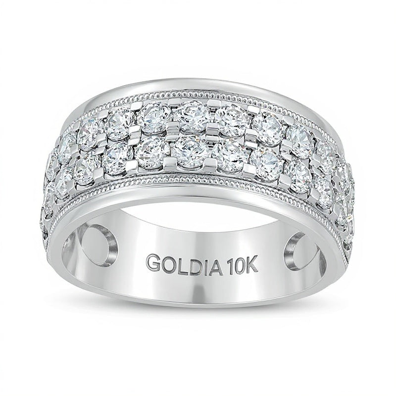 2.0 ct. Gesamtgewicht Diamant Memoire-Ring mit erhöhter Doppelreihe in 10K Weißgold