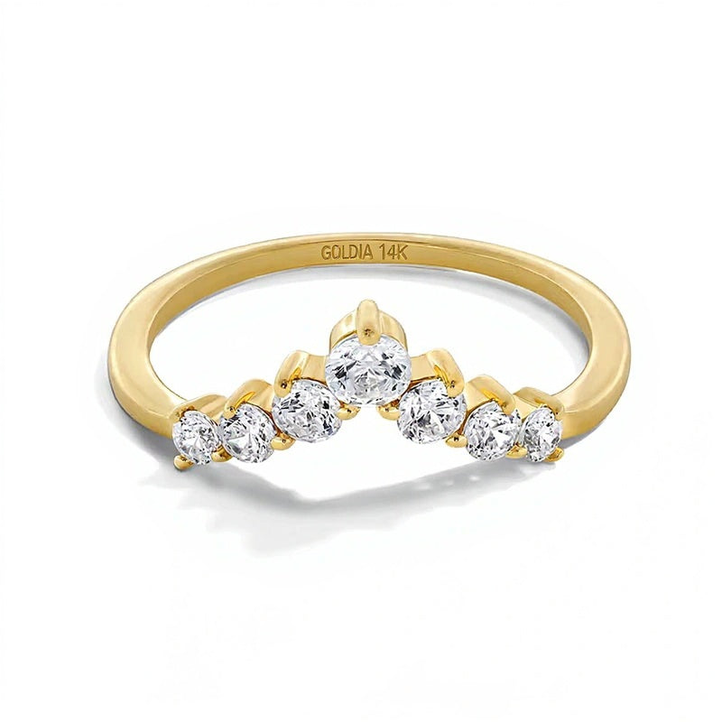 Memoire-Ring mit sieben Diamanten im Chevron-Design 0.5 ct. Gesamtgewicht rund in 14K Gelbgold
