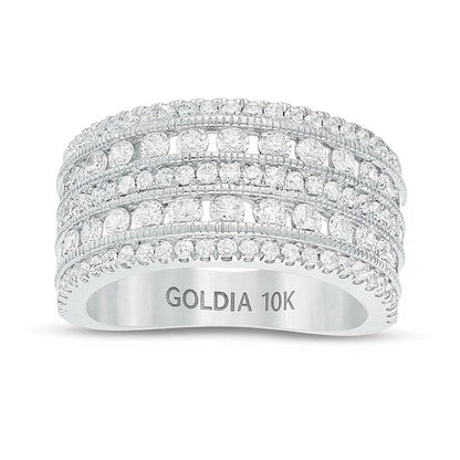 2.0 ct. Gesamtgewicht Diamant mehrreihiger Verlobungsring im Vintage-Stil in 10K Weißgold