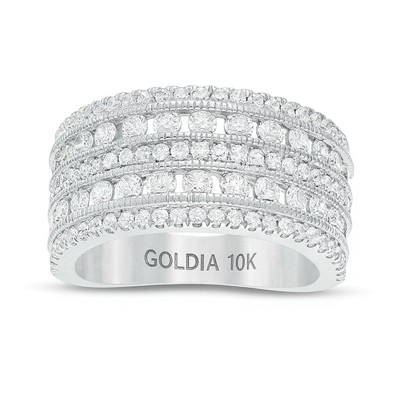 2.0 ct. Gesamtgewicht Diamant mehrreihiger Verlobungsring im Vintage-Stil in 10K Weißgold