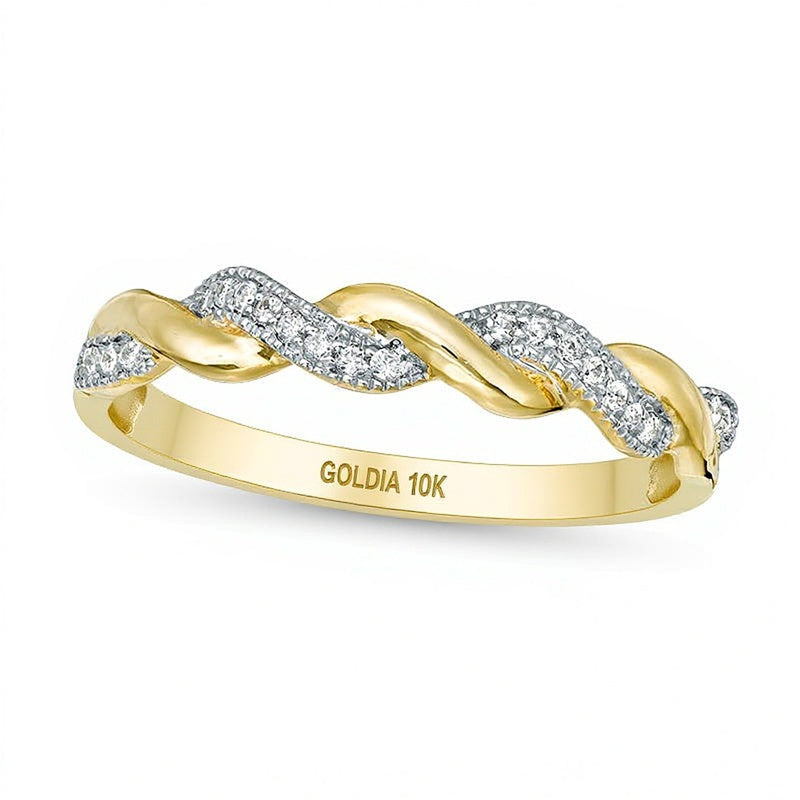0.1 CT. Gesamtgewicht Diamant-Ring im Vintage-Stil mit Twist-Design in 10K Gelbgold