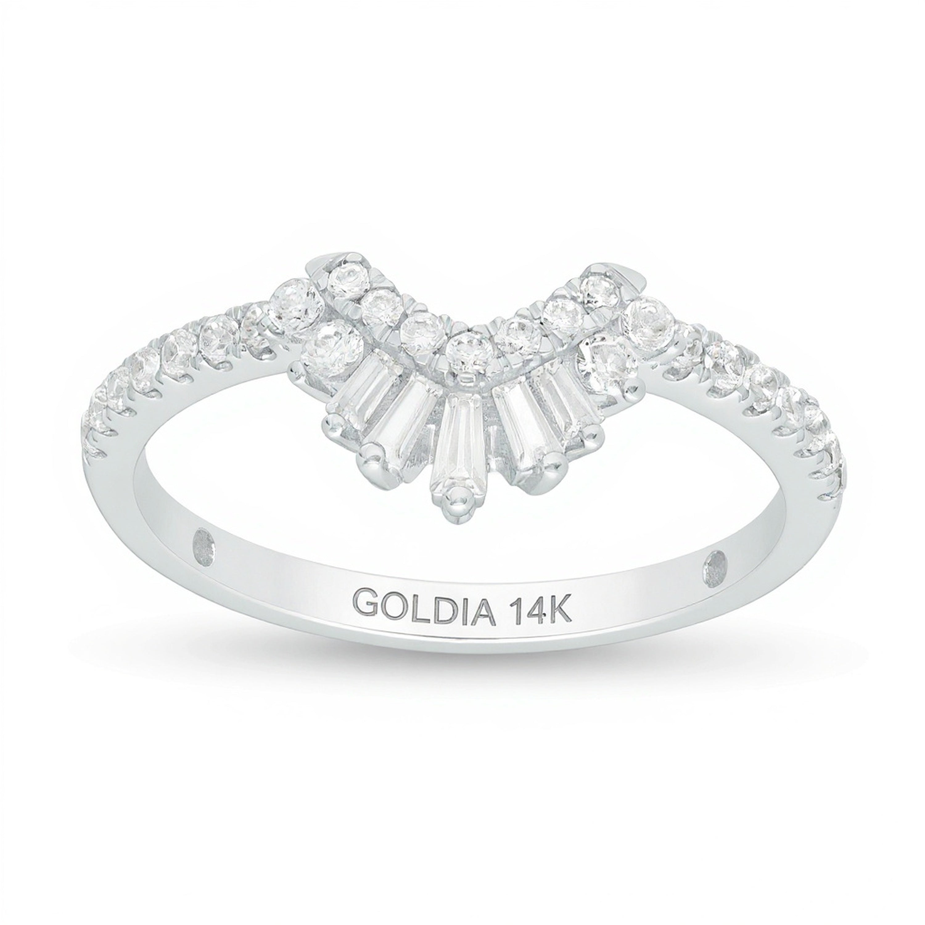 0.38 ct. Gesamtgewicht Diamant Memoire-Ring mit Konturkrone in 14K Weißgold