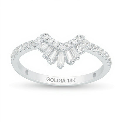 0.38 ct. Gesamtgewicht Diamant Memoire-Ring mit Konturkrone in 14K Weißgold