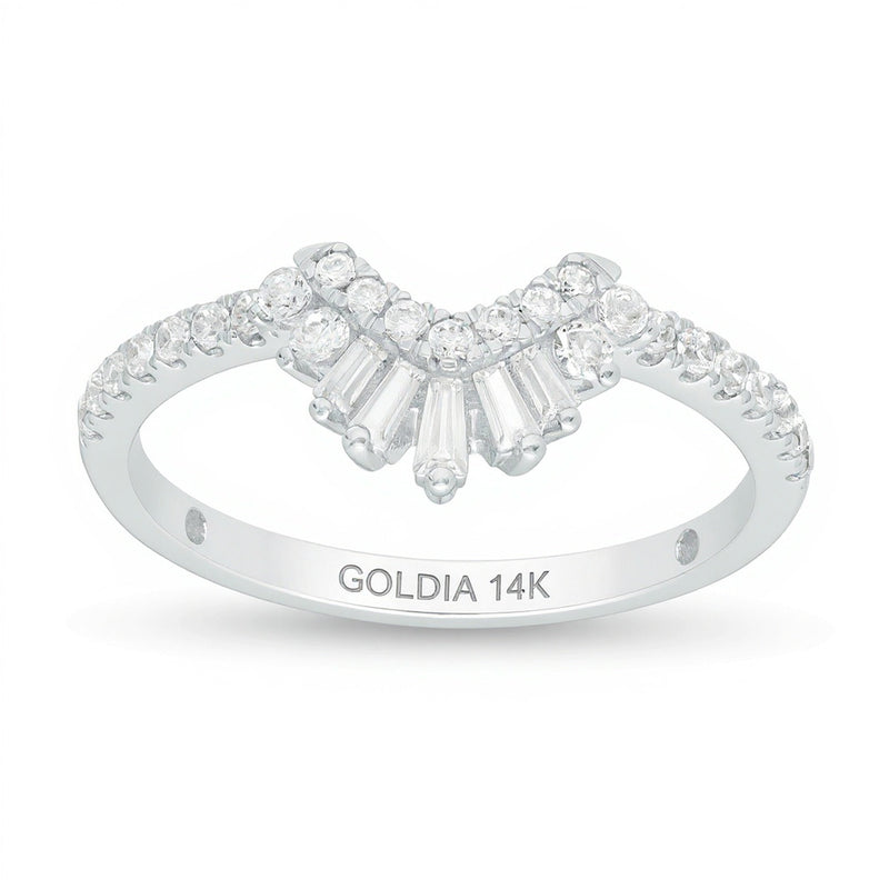 0.38 ct. Gesamtgewicht Diamant Memoire-Ring mit Konturkrone in 14K Weißgold