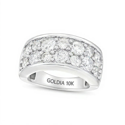 3.25 ct. Gesamtgewicht Diamant Memoire-Ring mit alternierender Doppelreihe in 10K Weißgold