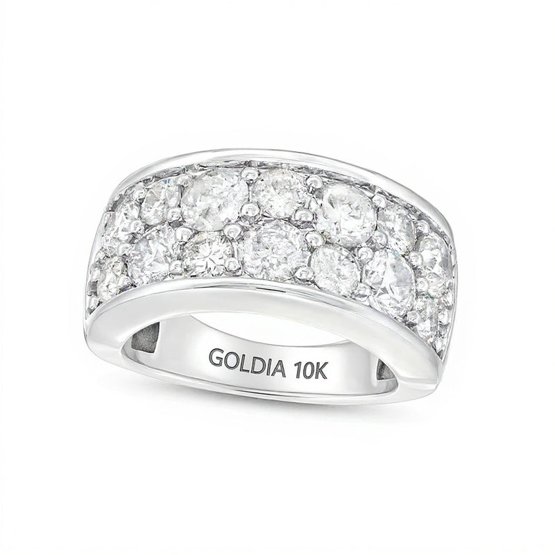 3.25 ct. Gesamtgewicht Diamant Memoire-Ring mit alternierender Doppelreihe in 10K Weißgold