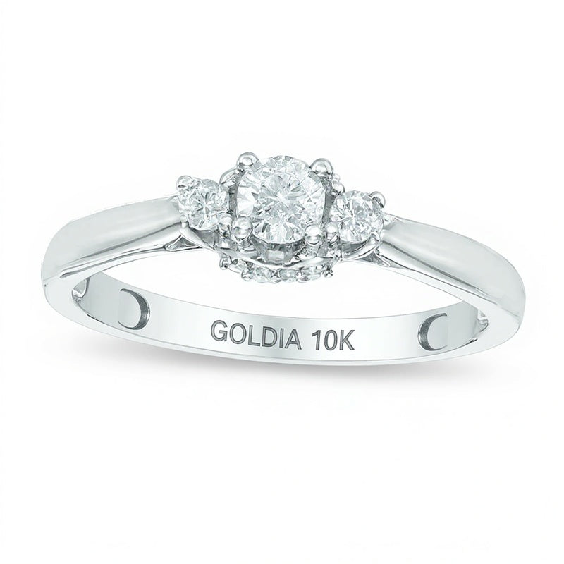 0.25 ct. Gesamtgewicht Diamant Dreistein-Verlobungsring in 10K Weißgold