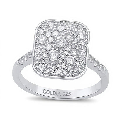 0.75 ct. Gesamtgewicht Fashion-Ring mit Diamanten im Kissenschliff in rhodiniertem Sterlingsilber
