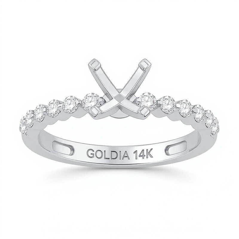 0,33 ct. Gesamtgewicht Diamant Vintage-inspirierter Solitär Semi-Fassung in 14K Weißgold