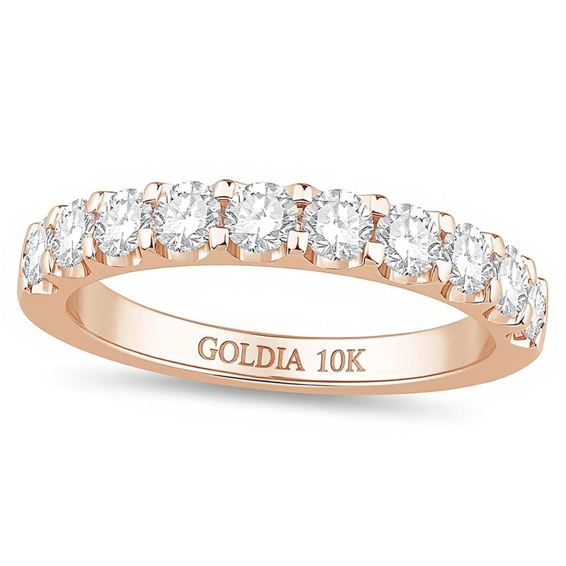 0.88 ct. Gesamtgewicht Diamant Memoire-Ring mit zehn Steinen in 10K Roségold