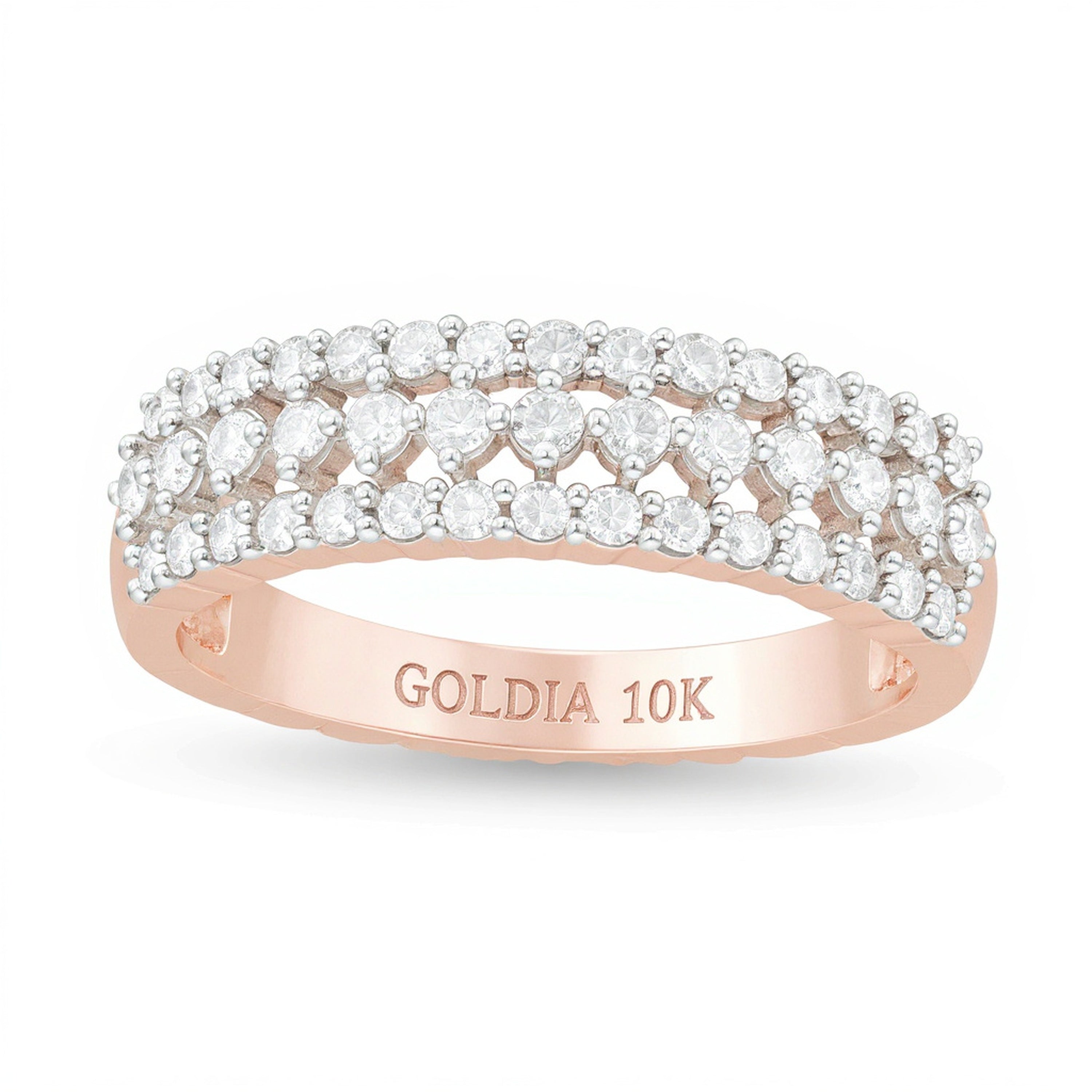0,5 ct. Gesamtgewicht Diamant mehrreihiger Ring in 10K Roségold