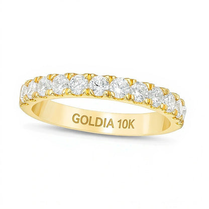 0.88 ct. Gesamtgewicht Diamant-Ehering in 10K Gelbgold