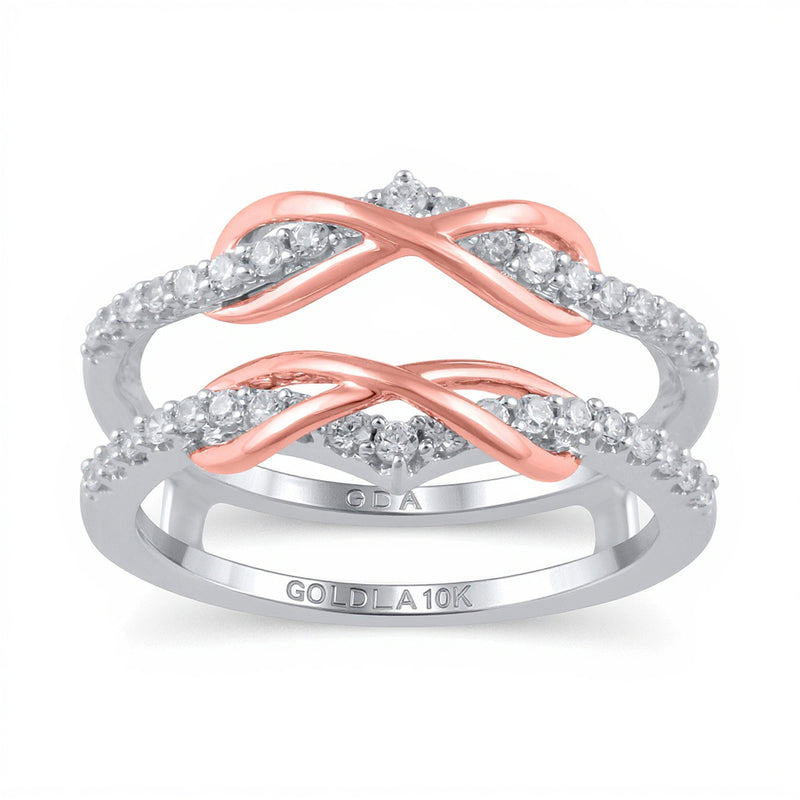0.38 ct. Gesamtgewicht Diamant Double-Infinity Solitär-Enhancer in 10K Zweifarben-Gold
