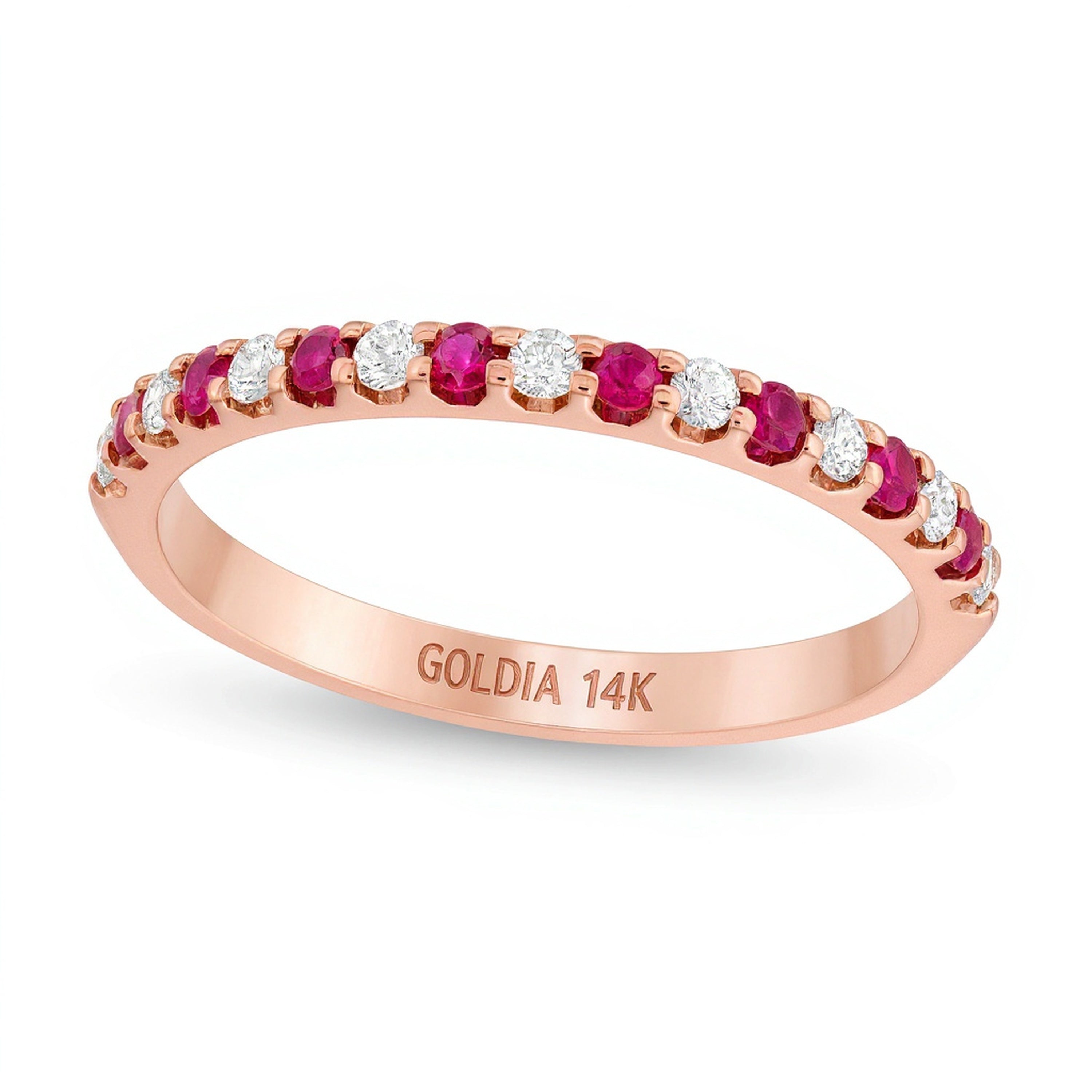 Ring mit Rubin und Diamant 0,13 ct. Gesamtgewicht in 14K Roségold