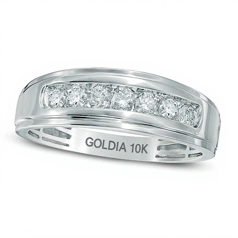 Ring mit weißen Diamanten im Komfortschliff 0.5 ct. Gesamtgewicht in 10K Weißgold