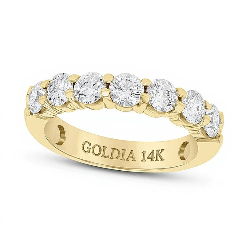 Memoire-Ring mit sieben Diamanten 1.5 ct. Gesamtgewicht in 14K Gelbgold