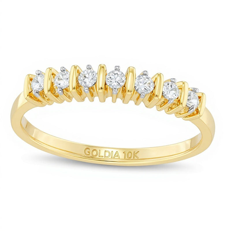 0.1 CT. Gesamtgewicht Diamant Ehering mit sieben Steinen in 10K Gelbgold