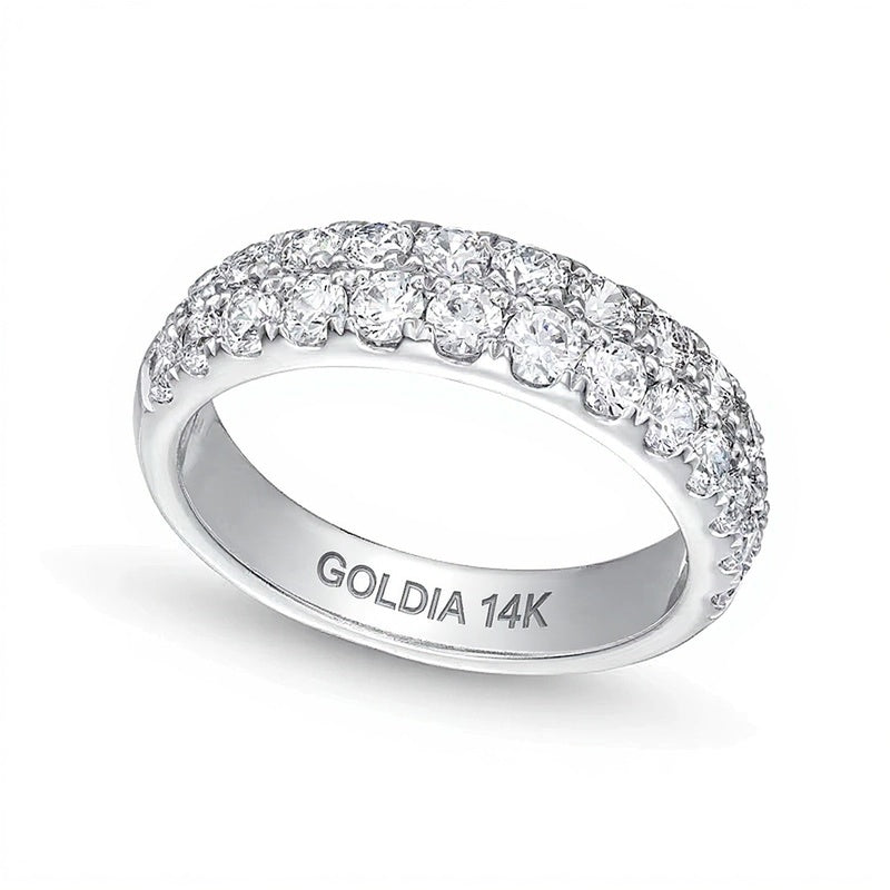 Ring mit Diamanten 1.5 ct. Gesamtgewicht zweireihig in 14K Weißgold (I/SI2)