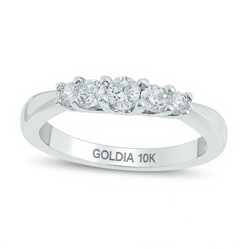 0.5 ct. Gesamtgewicht Diamant Memoire-Ring mit fünf Steinen in 10K Weißgold