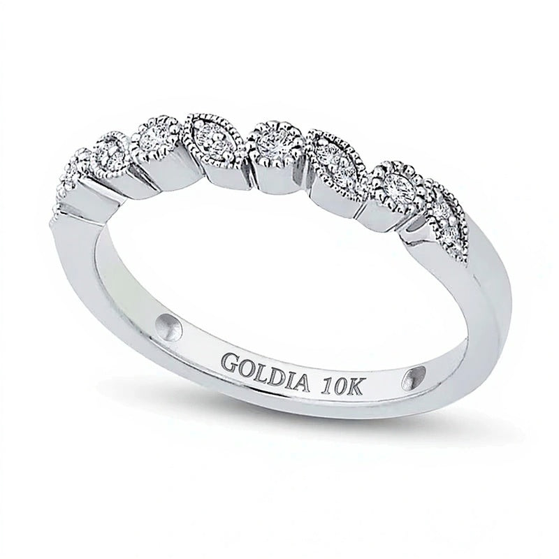 Ring mit Diamanten in Marquise und rund im Vintage-Stil, 0,1 ct. Gesamtgewicht, in 10K Weißgold