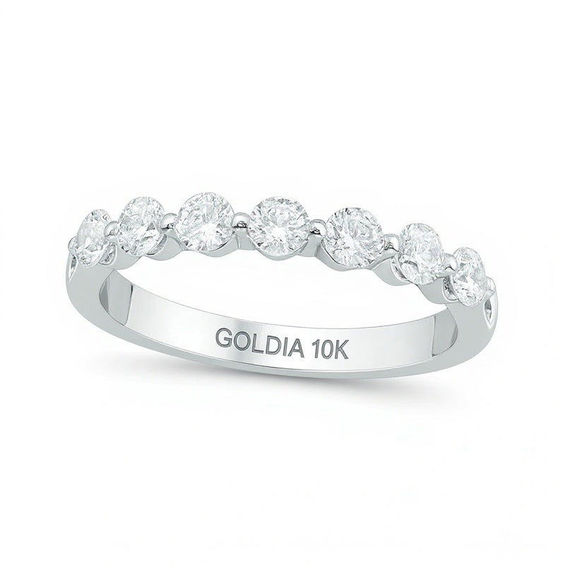 0,75 ct. Gesamtgewicht Diamant Memoire-Ring mit sieben Steinen in 10K Weißgold