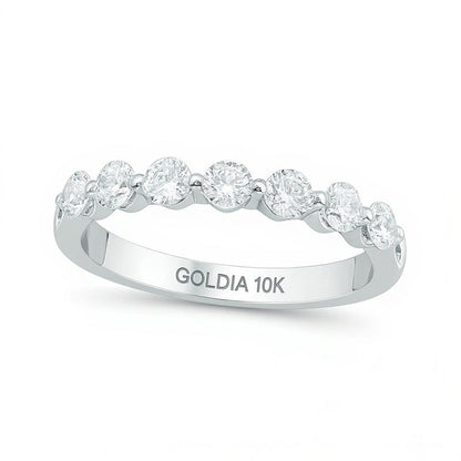 0,75 ct. Gesamtgewicht Diamant Memoire-Ring mit sieben Steinen in 10K Weißgold