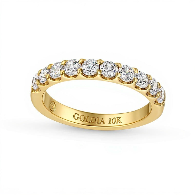 Memoire-Ring mit 0,88 ct. Gesamtgewicht Diamanten und zehn Steinen in 10K Gelbgold
