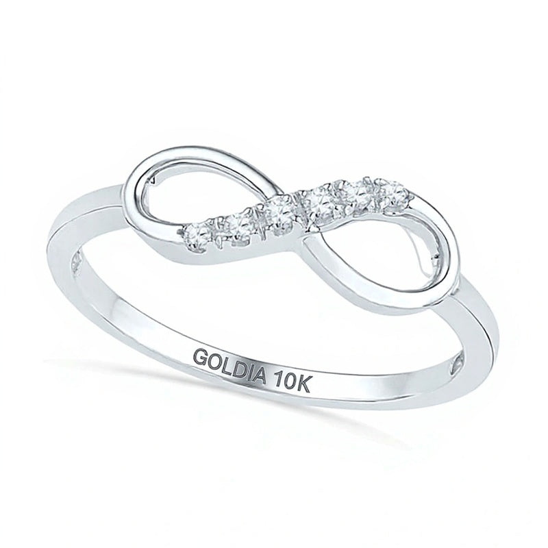 Infinity-Ring mit Diamant-Besatz in 10K Weißgold