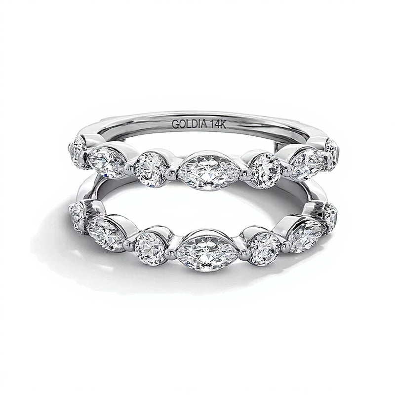 1.5 CT. TW Solitär-Enhancer mit Labordiamanten in Marquise und rund aus 14K Weißgold (F/VS2)