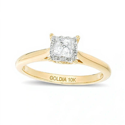 0.38 ct. Solitär-Verlobungsring mit Diamant im Princess-Schliff in 10K Gelbgold