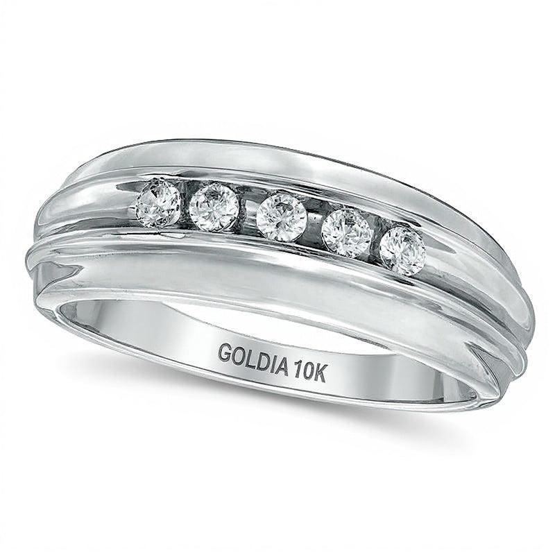 0.25 ct. Gesamtgewicht Diamant Fünfstein-Ehering in 10K Weißgold