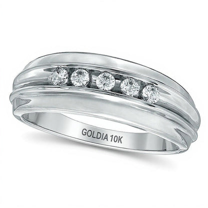 0.25 ct. Gesamtgewicht Diamant Fünfstein-Ehering in 10K Weißgold