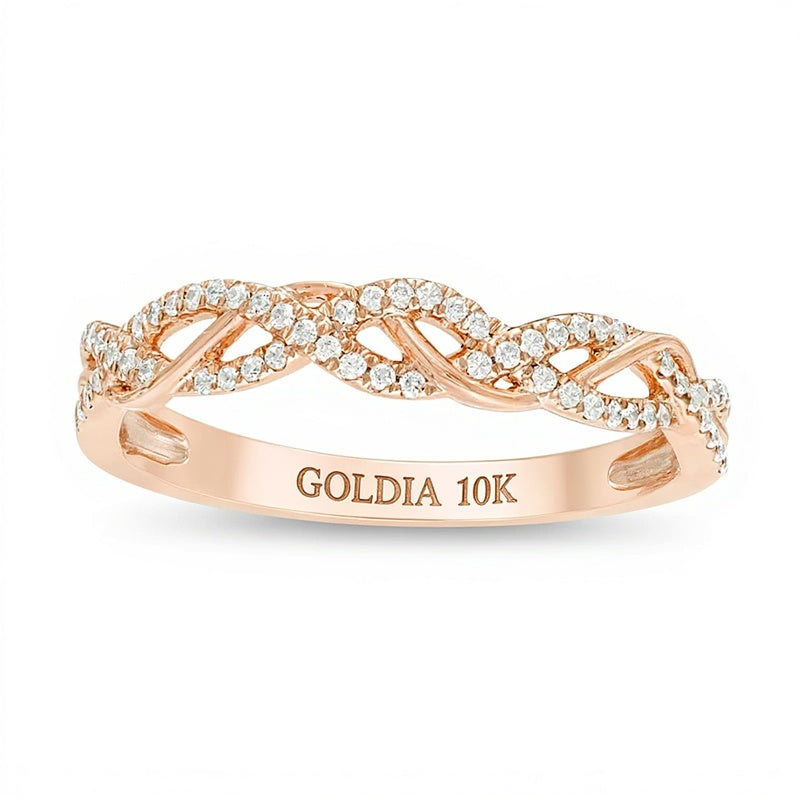 0.17 ct. Gesamtgewicht Diamant Memoire-Ring in Twist-Optik aus 10K Roségold