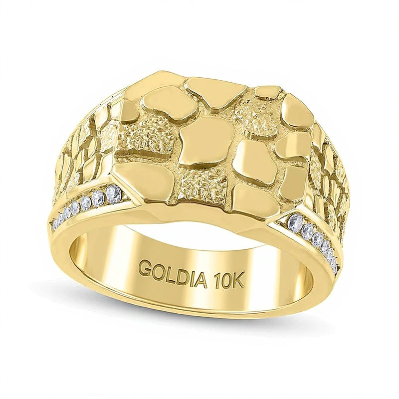 0,25 ct. Gesamtgewicht Diamant Fashion-Ring mit achteckigem Nugget-Design in 10K Gelbgold